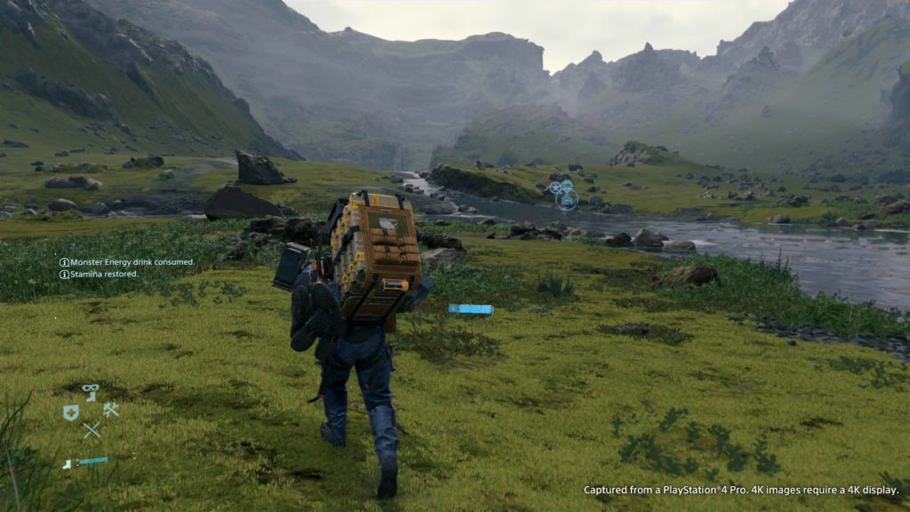 <데스 스트랜딩>은 유저들은 HUD 시스템이 아닌 눈과 귀를 통해 주변을 파악하고 나아가는 것을 권장한다(자료=소니인터랙티브엔터테인먼트)