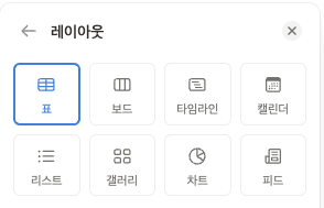 지난 8월 기준 총 8개 보기를 제공하는 노션 데이터베이스