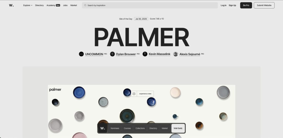 Awwwards 메인 화면 – 글로벌 웹디자인 사례에서 트렌디한 폰트 사용을 확인할 수 있는 큐레이션 플랫폼