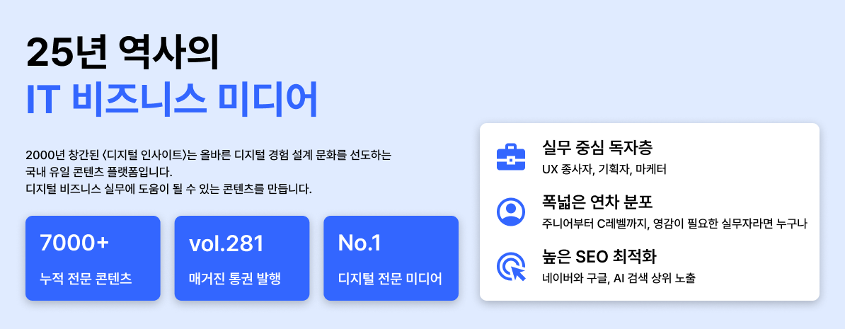 25년 역사의 IT 비즈니스 미디어 디지털 인사이트