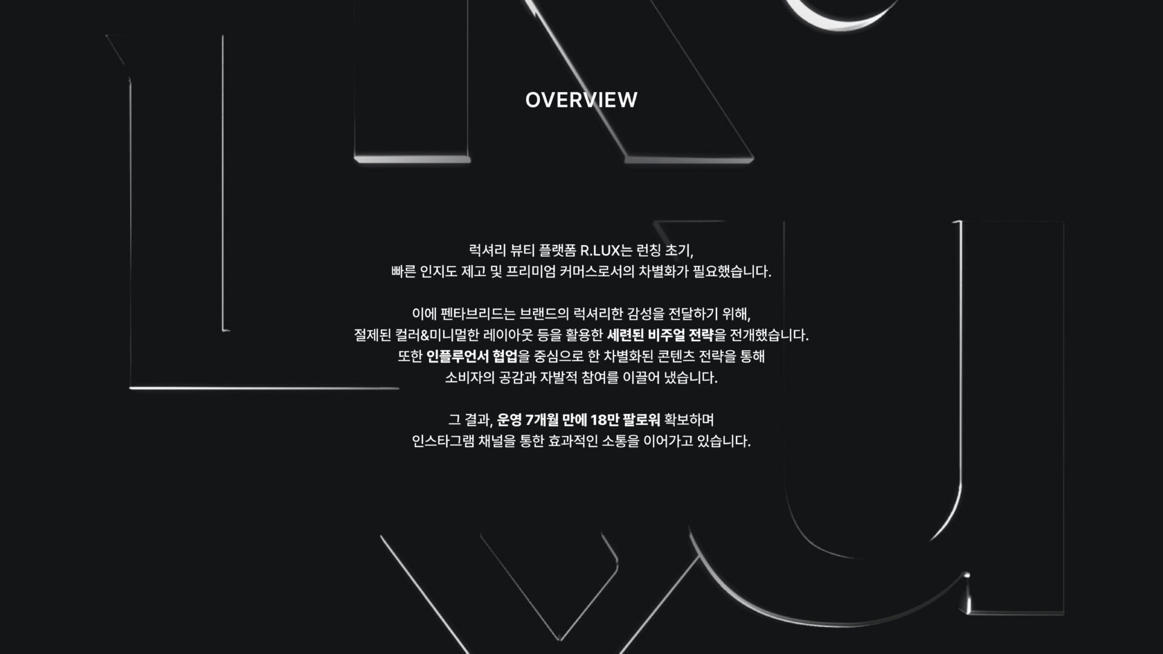 R.LUX SNS 런칭 및 통합 운영 캠페인 프로젝트 상세 이미지